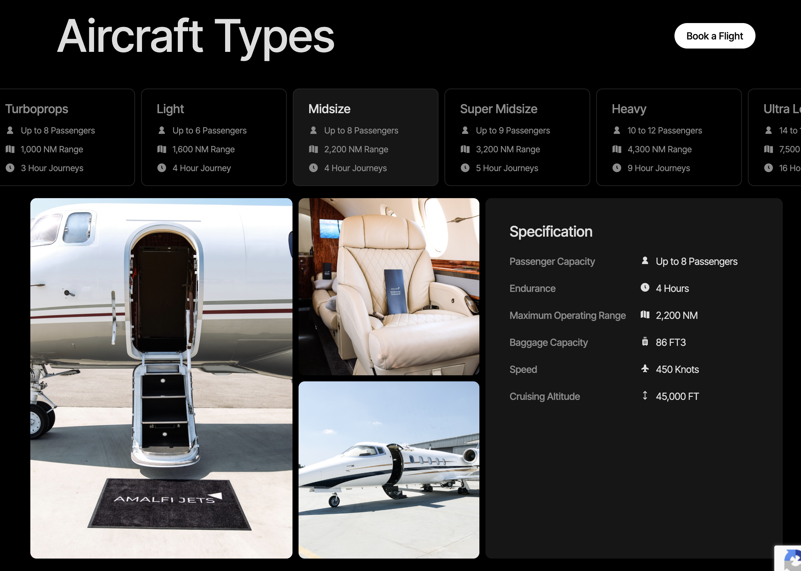 Amalfi Jets Aircraft Types 