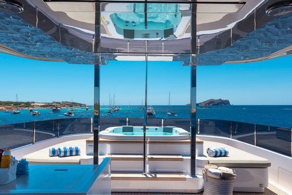 Inside of a super yacht partnered by Amalfi Jets 